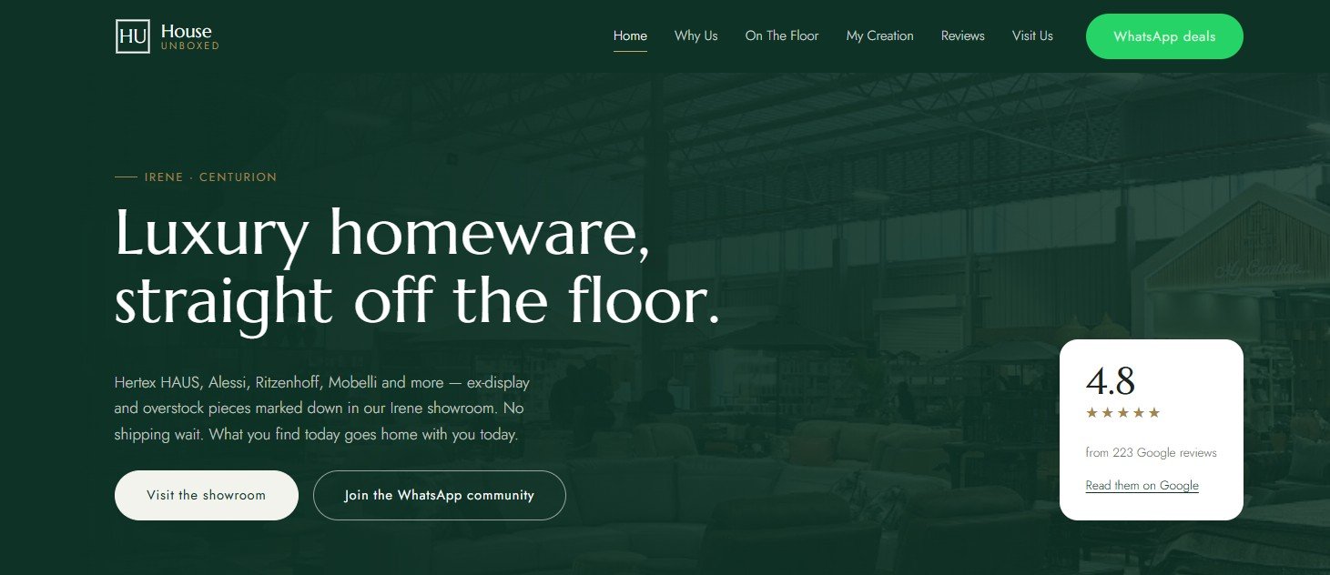 House Unboxed website homepage