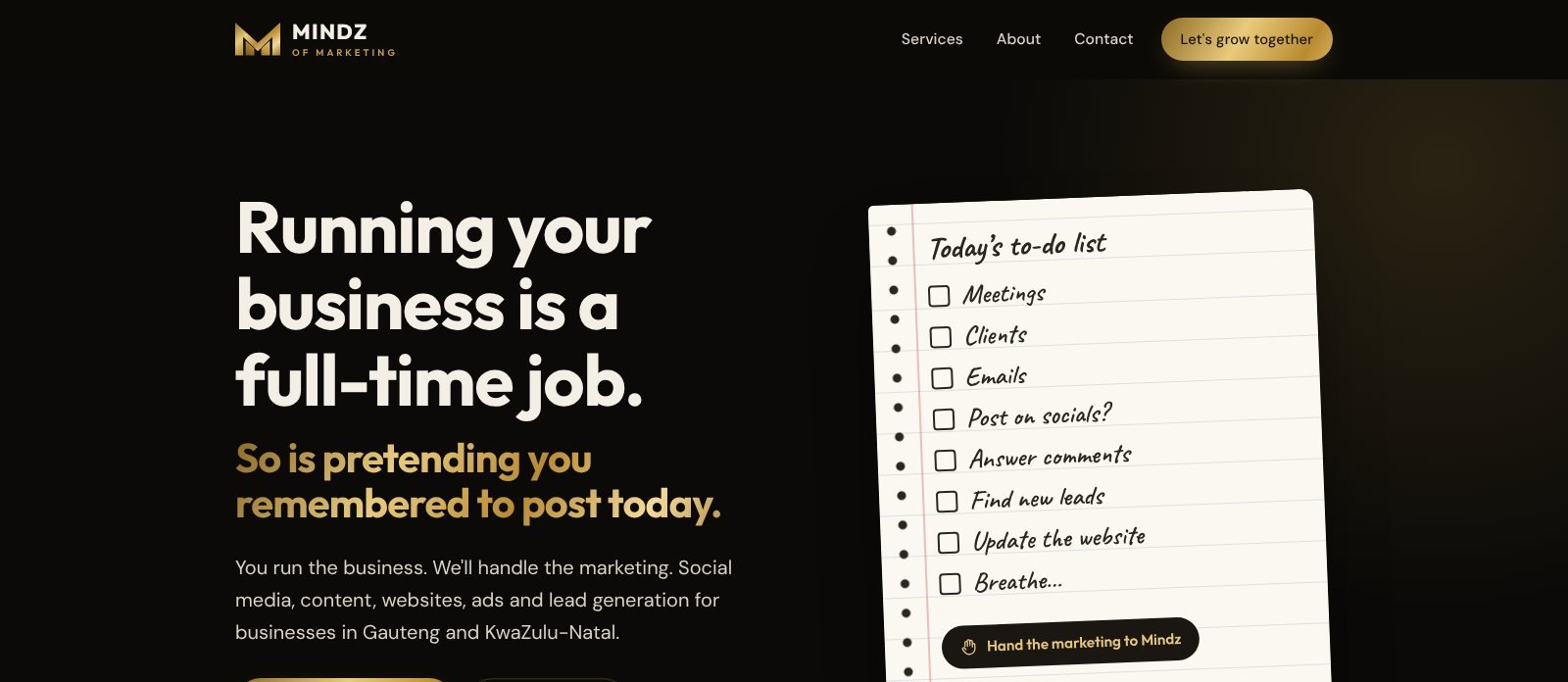 Mindz of Marketing, a website built by Nova Site