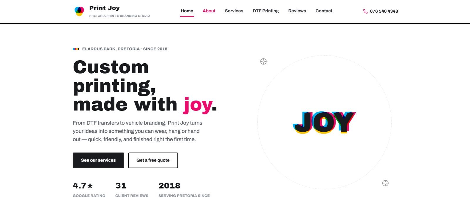 Print Joy, a website built by Nova Site